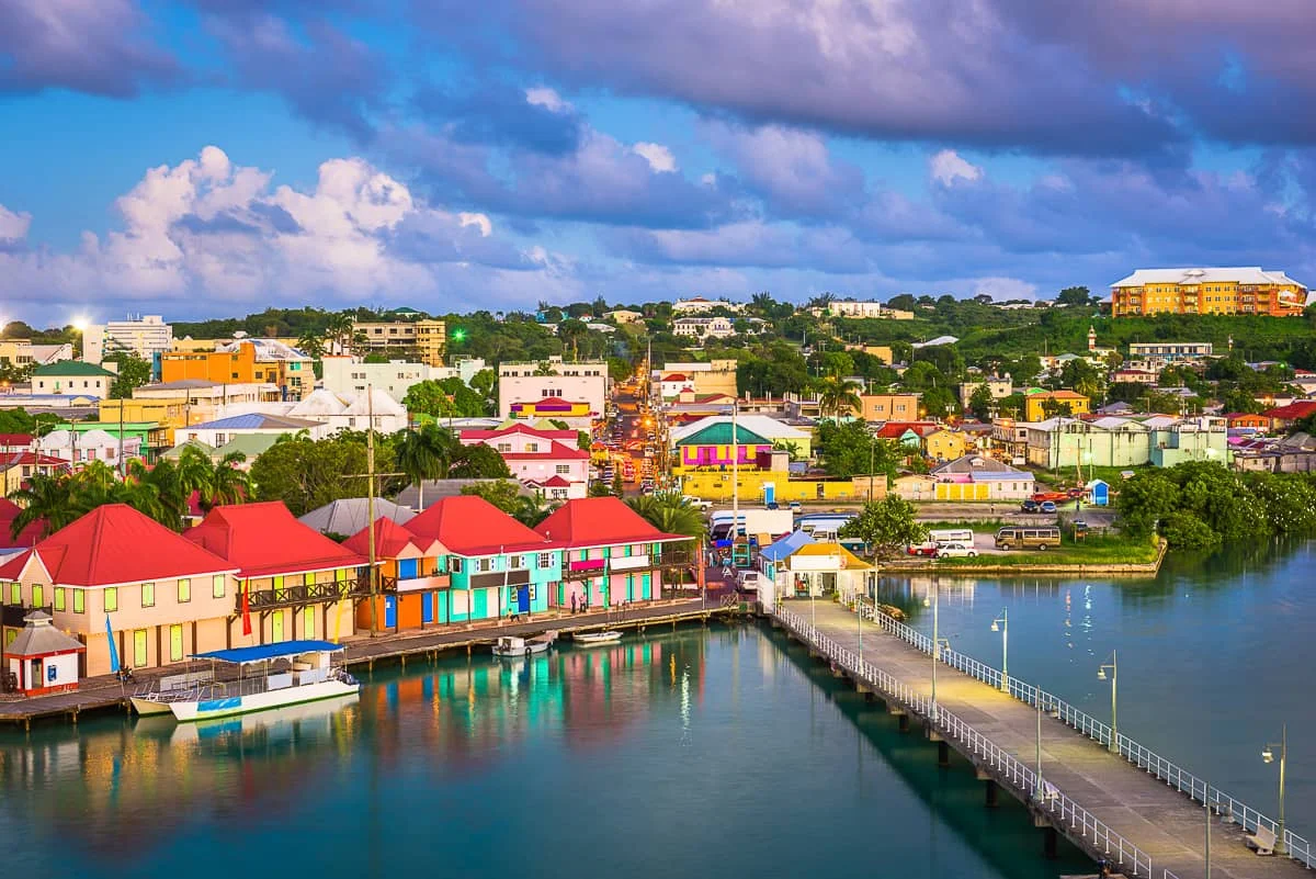 St John's waterfront and cruise pier, the capital of Antigua and Barbuda