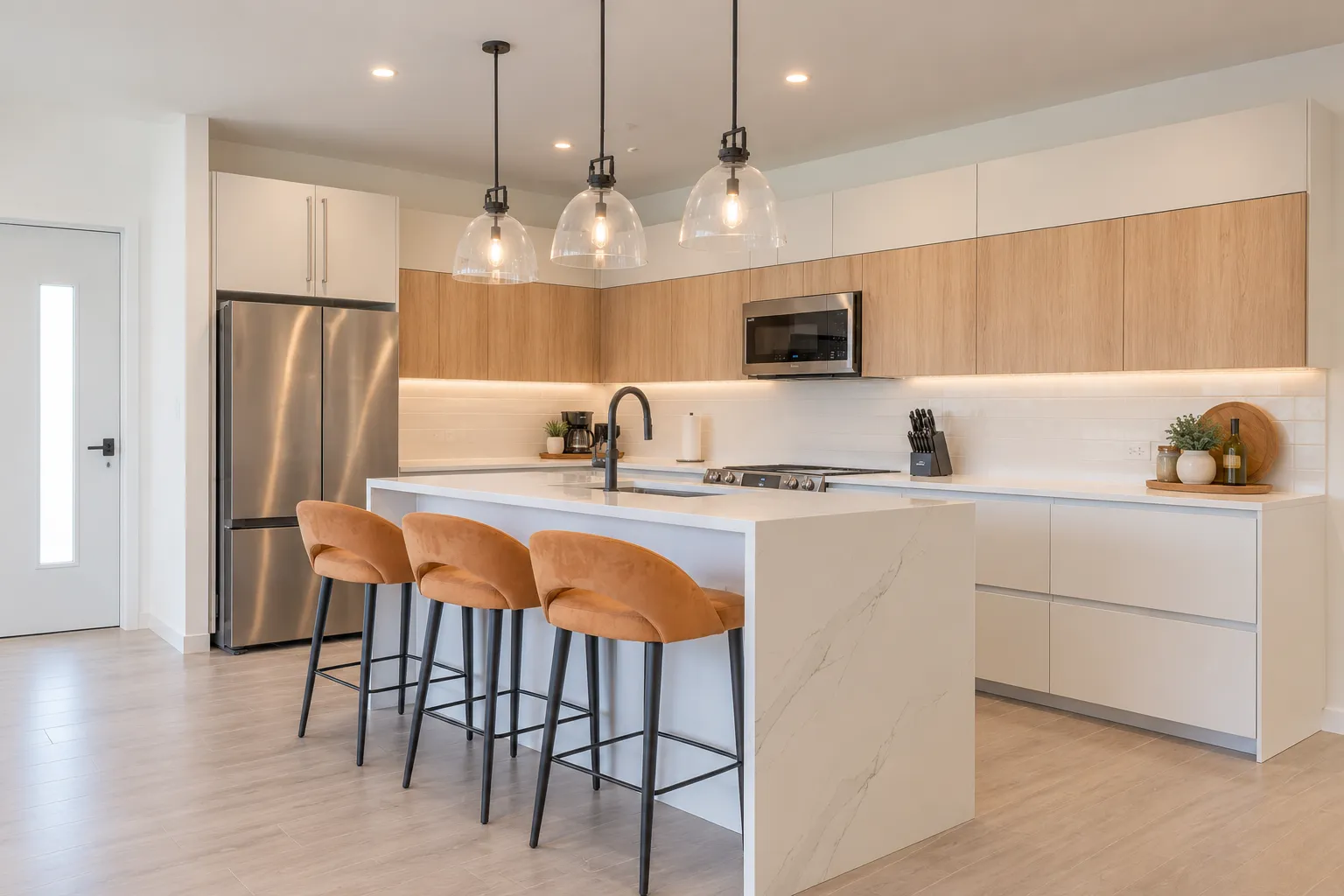 Kitchen island and breakfast stools at Sugar Ridge