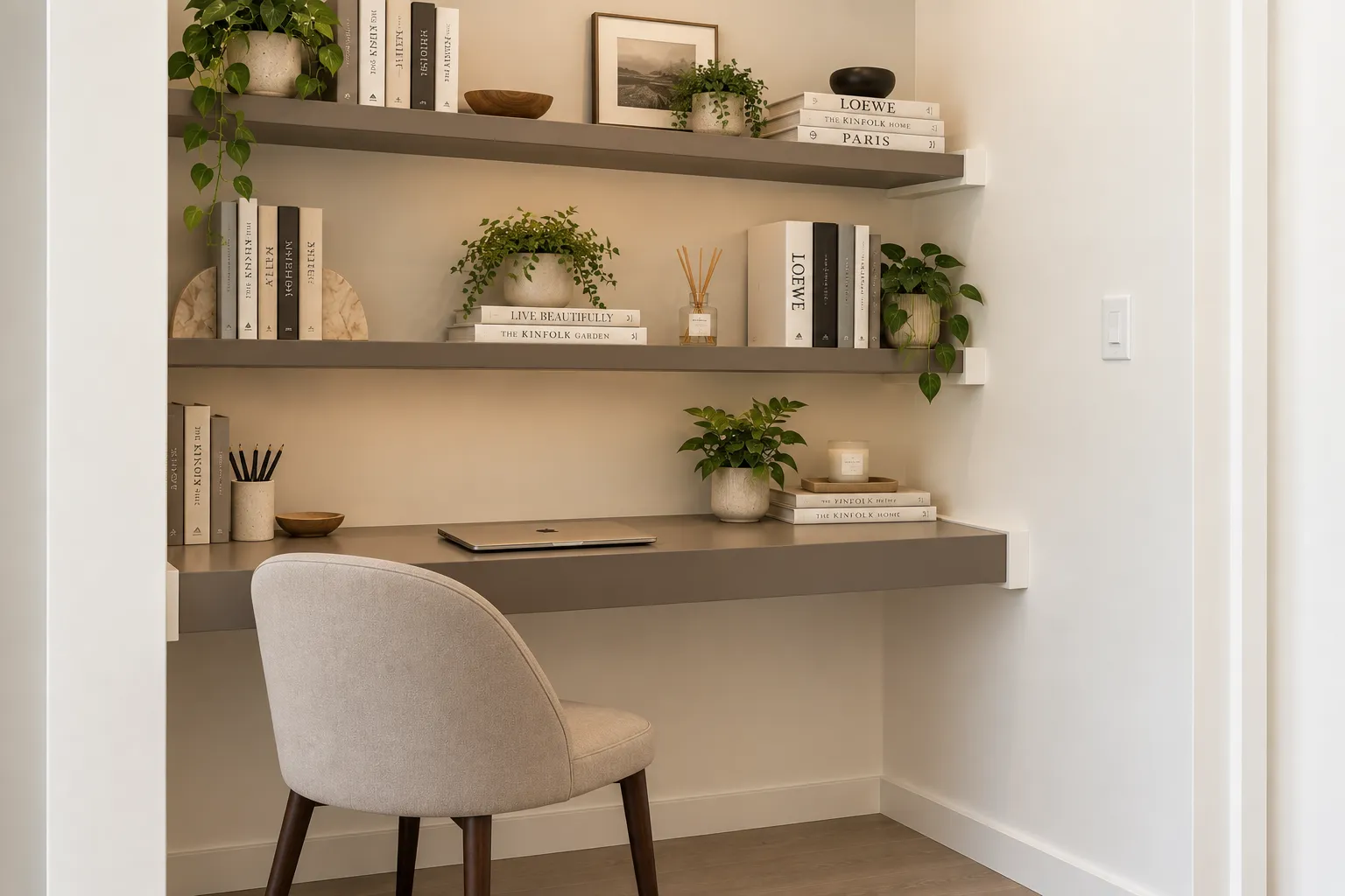 Built-in study desk and shelving at Sugar Ridge
